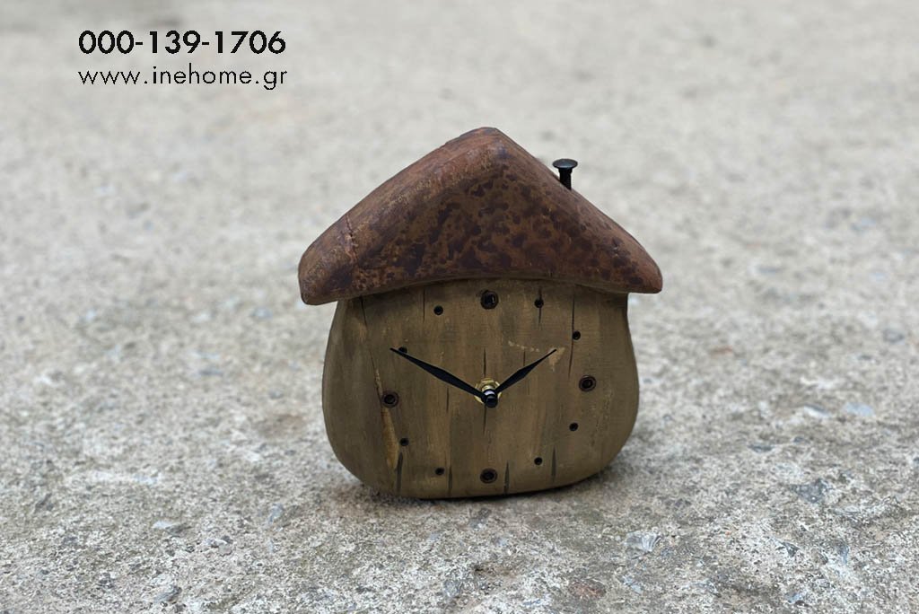 TABLE CLOCK HOUSE WOODEN 18-5-19CM