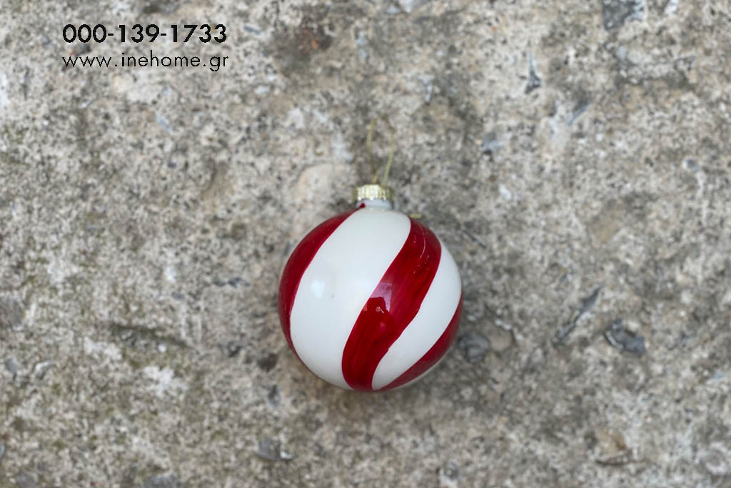 XMAS BALL 8CM RED-WHITE