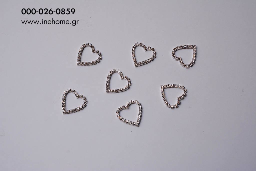 STRASS-HEARTS GLASS STONES IN METAL SETTING 3cm