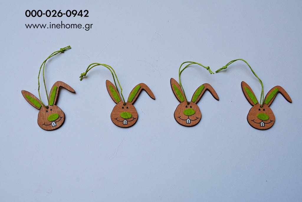 hanger ''rabbit head'' 3 pb x 4 pcs 5cm l. green