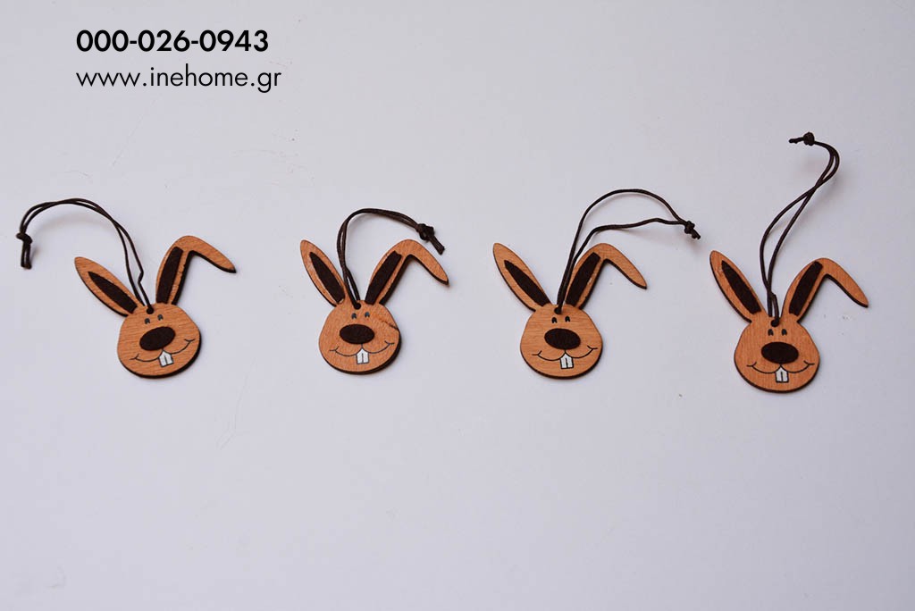 hanger ''rabbit head'' 3 pb x 4 pcs 5 cm brown