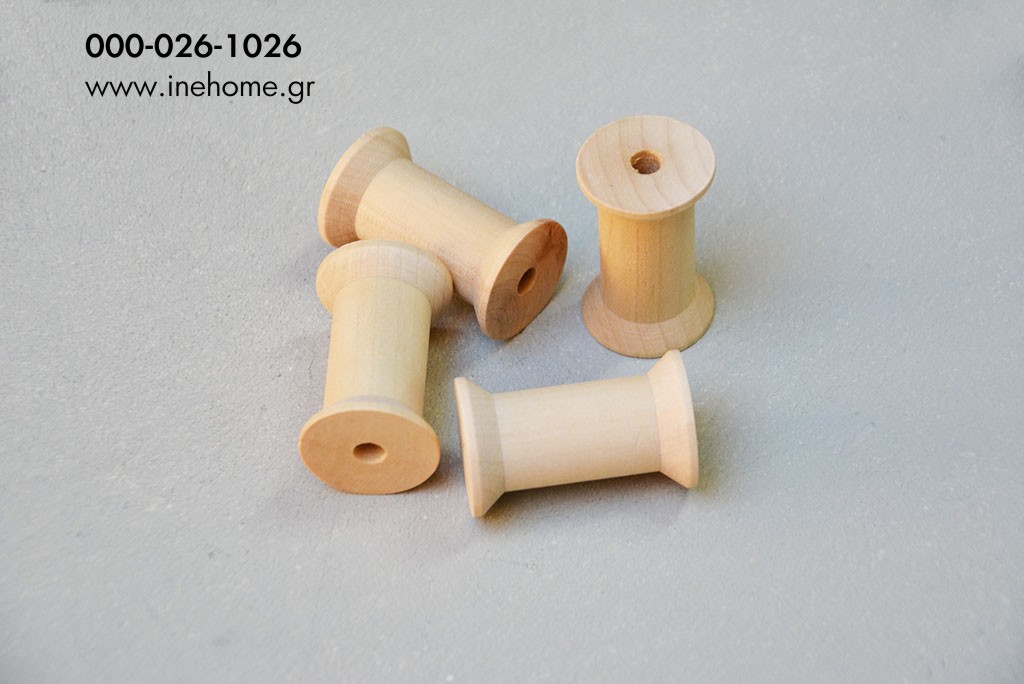 WOODEN SPOOLS SET 4 NATURAL 3-5 CM