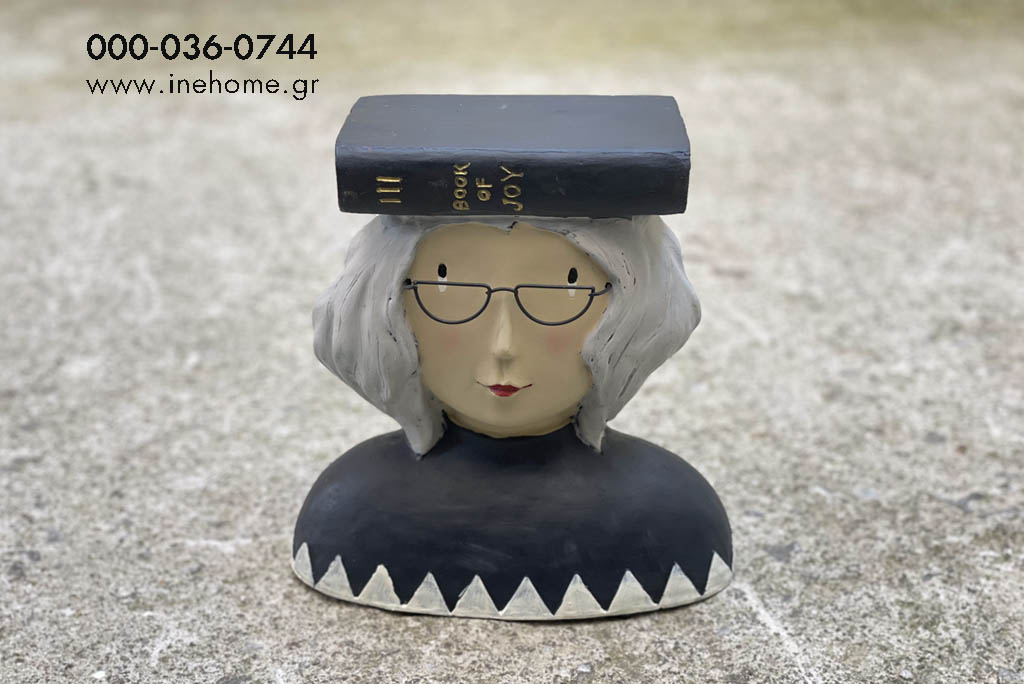 LADY HEAD WITH BOOK 25CM