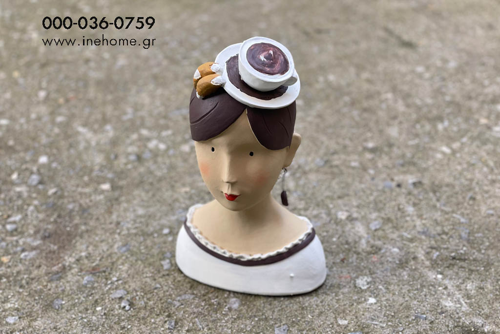 LADY HEAD WITH CUP 28CM