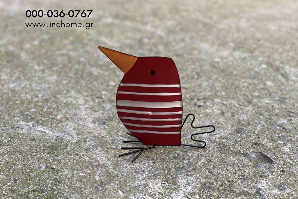 BIRD RED W/WHITE STRIPES 10-15CM