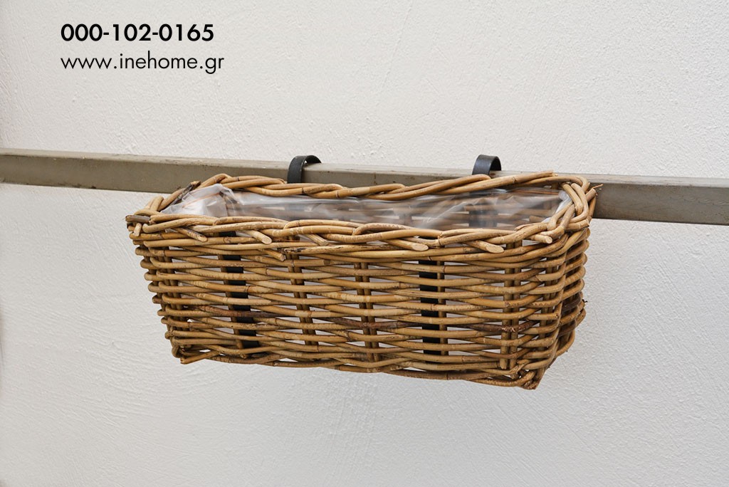 BALCONY PLANTER RATTAN GREY 46 CM