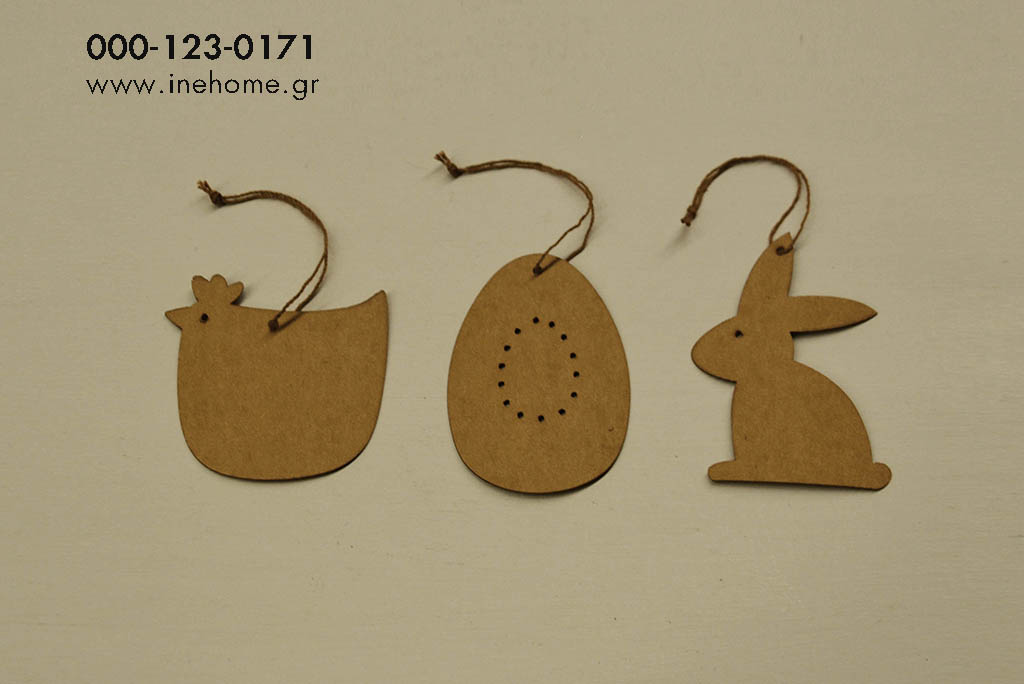 EGG-CHICKEN-RABBIT PAPER DECORATION 7-8CM