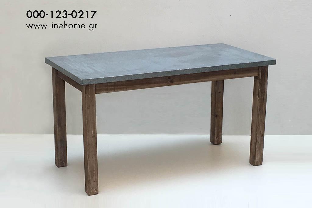 TABLE WOODEN-ZINC 140-70-75CM