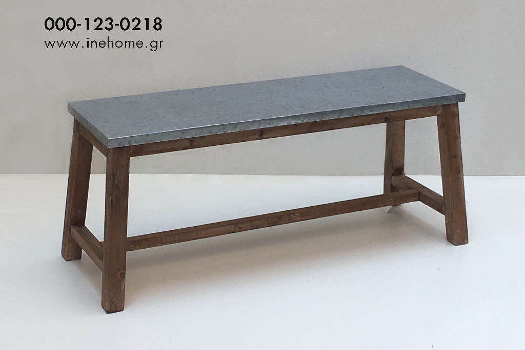 BENCH WOODEN-ZINC 108-35-43CM