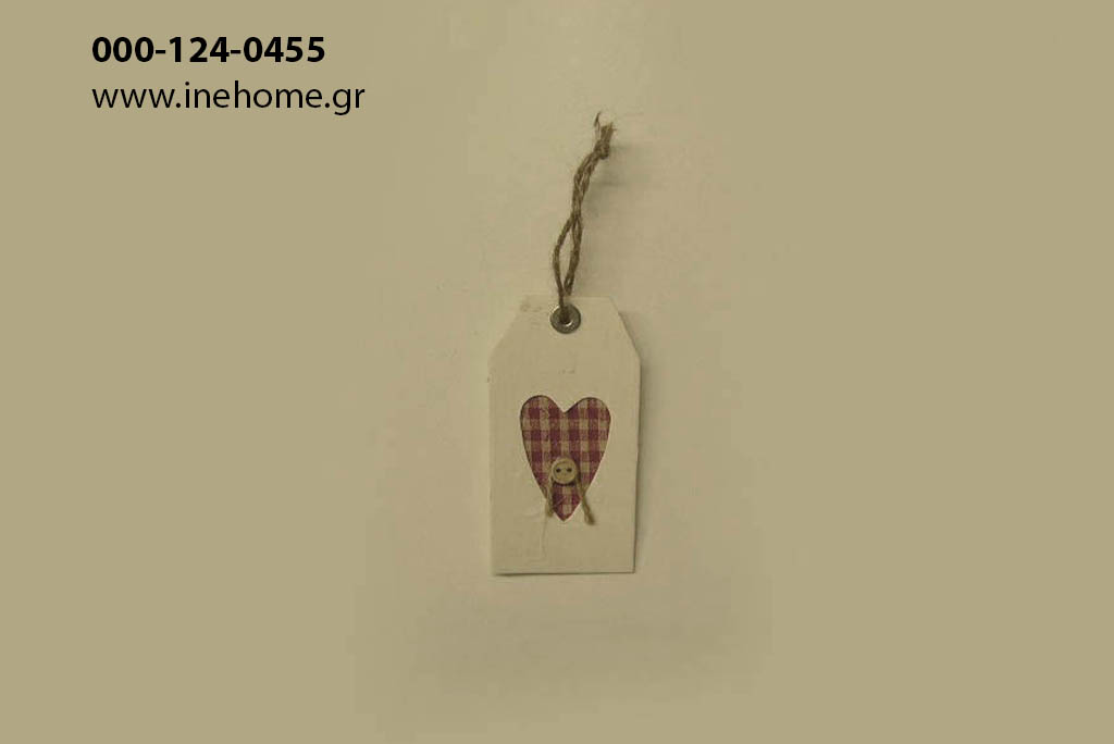 HANGER W. HEART WOOD RED 5X10 CM