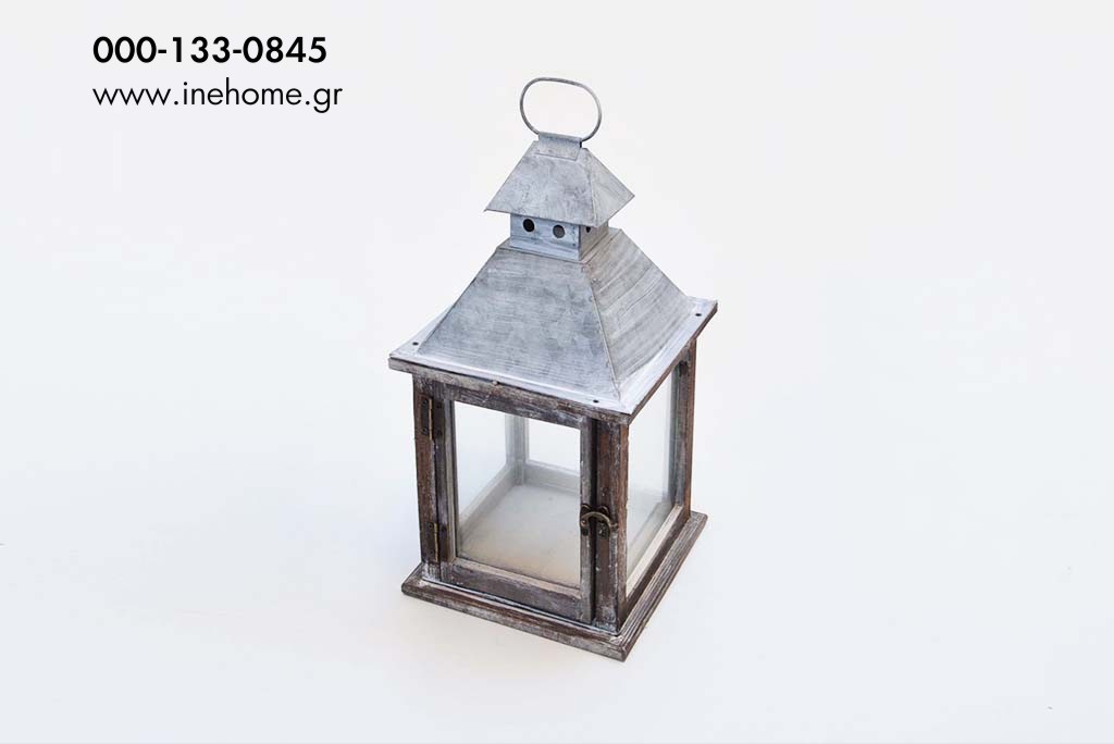 LANTERN WOOD-METAL BROWN 20-20-39CM