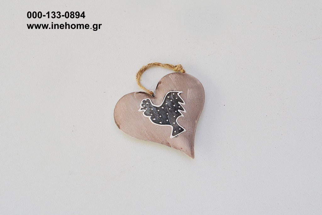 HEART METAL WITH CHICKEN 9CM