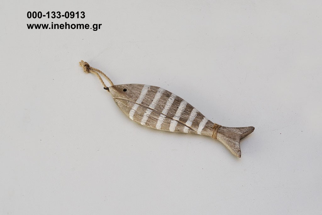 FISH HANGING WOODEN NATURAL 25CM