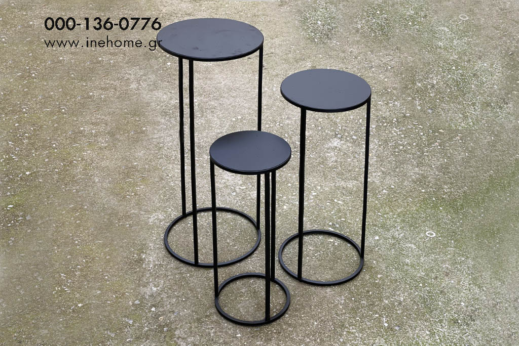 SIDE TABLES SET3 BLACK 50-22/60-27/70-32CM