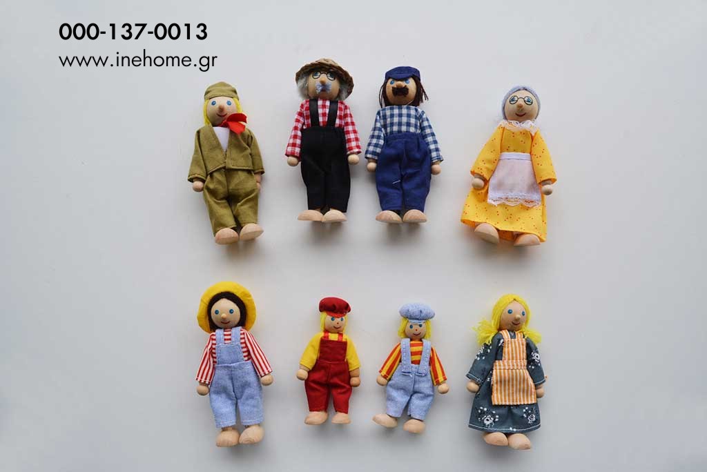 FARMER'S FAMILY, FLEXIBLE PUPPETS 7-14CM, WOOD 8 P