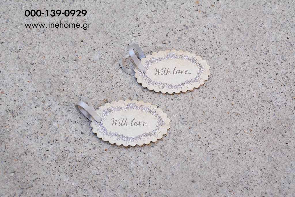 TAGS OVAL SET12 ''WITH LOVE'' 6X10CM