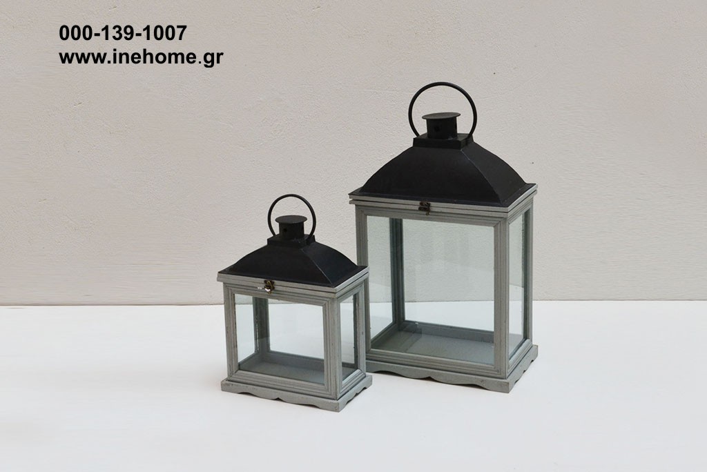 LANTERN SET2 GREY 42-26-65/33-18-44CM