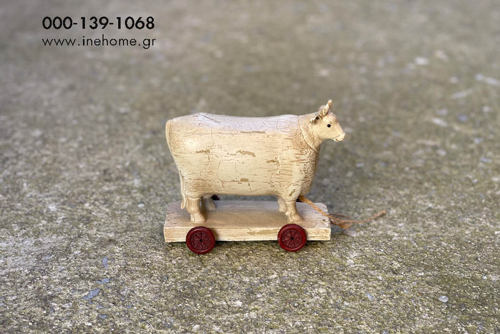 COW ON WHEELS 14-7-12cm poly