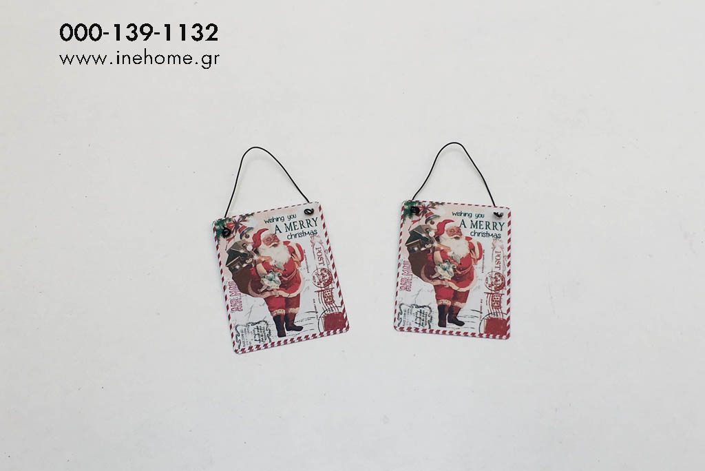 LABEL WITH SANTA 10CM METAL