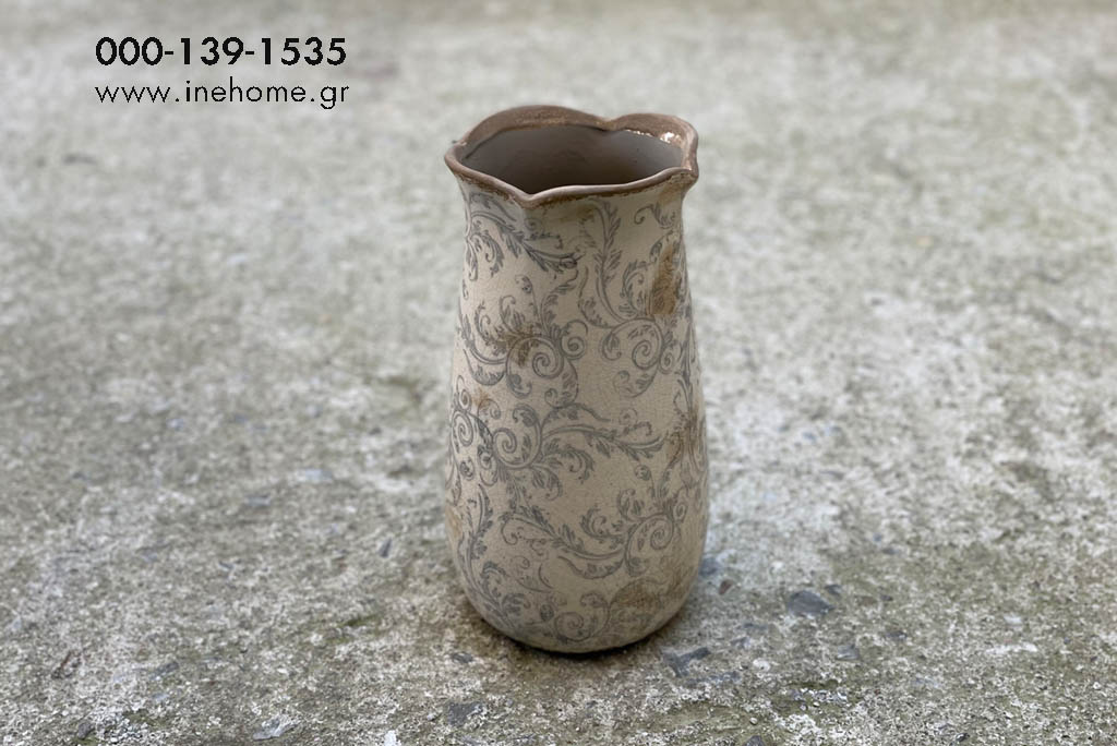 VASE CERAM. 14-28CM FLORAL GREY