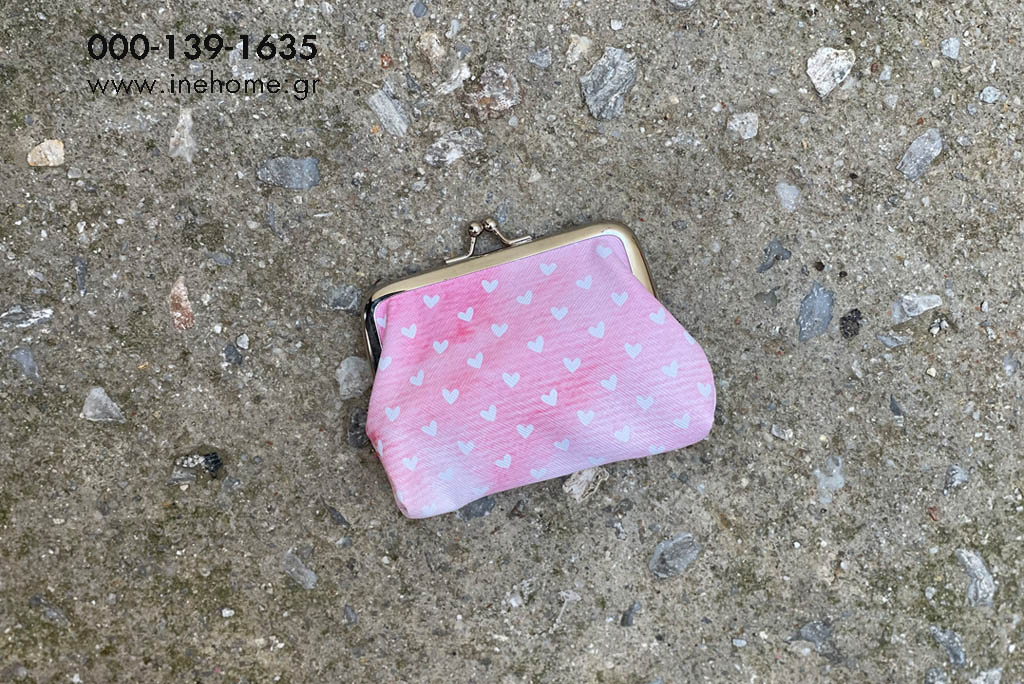 WALLET WITH HEARTS PINK 8-12CM