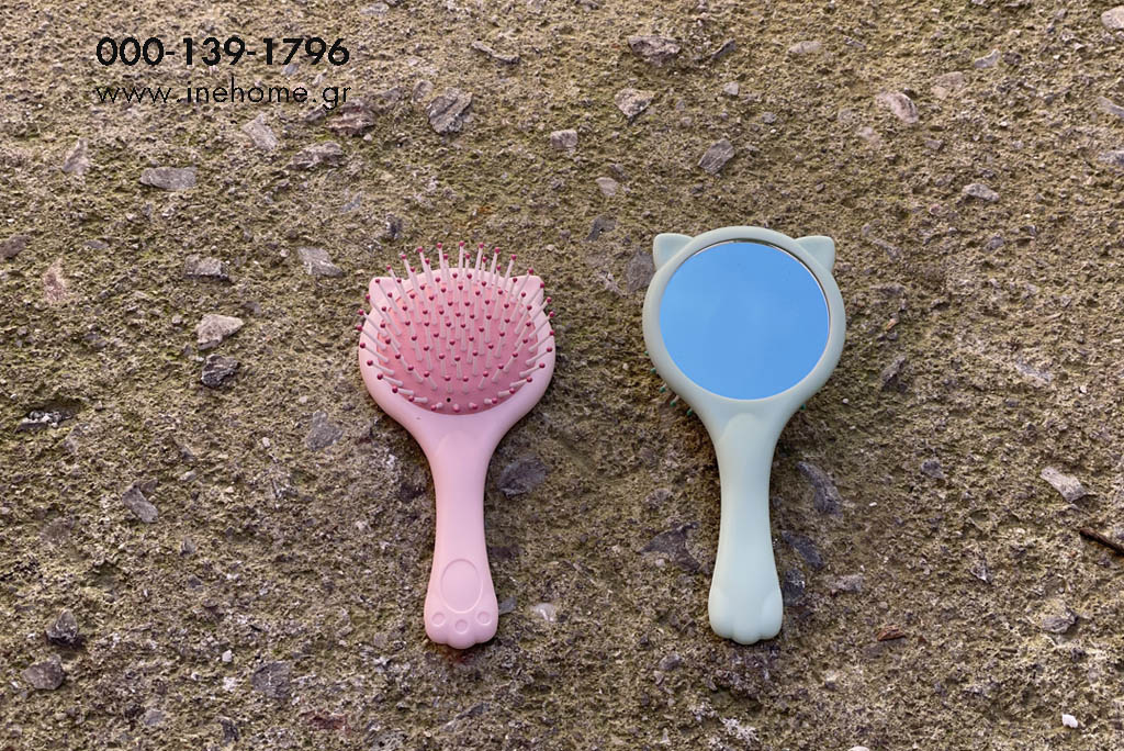 HAIRBRUSH WITH MIRROR 15-8-3CM PINK