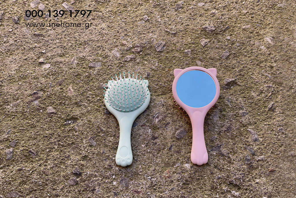 HAIRBRUSH WITH MIRROR GREEN 15-8-3CM