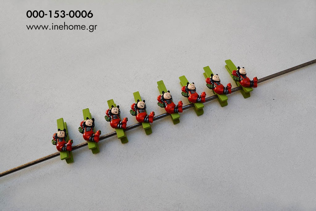 LADYBIRD CLIP SET8 RED-GREEN 4CM