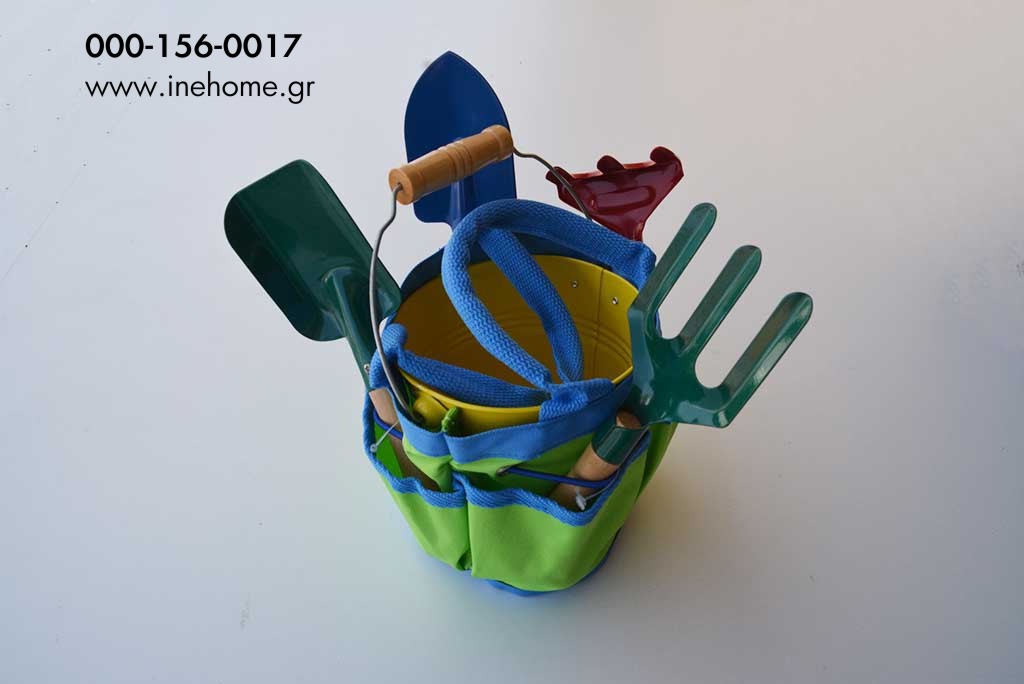 KID'S GARDEN BAG WITH WATERING BUCKET / 4 TOOLS