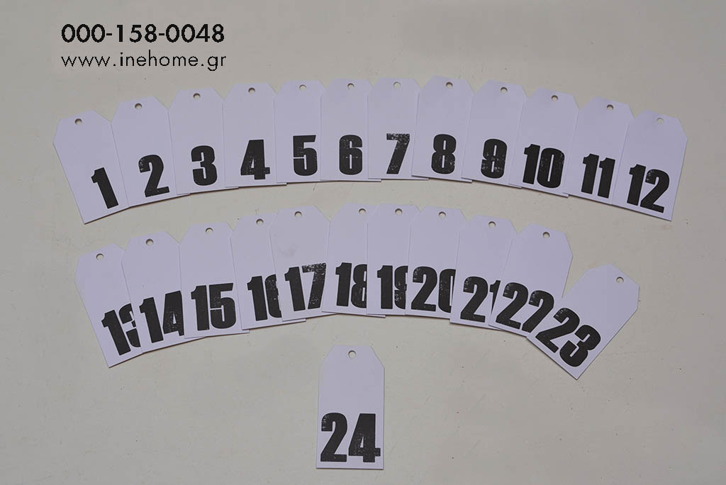 Tags, Numbers, asstd. 24 numbers,5.5x10.6 cm, 24 a