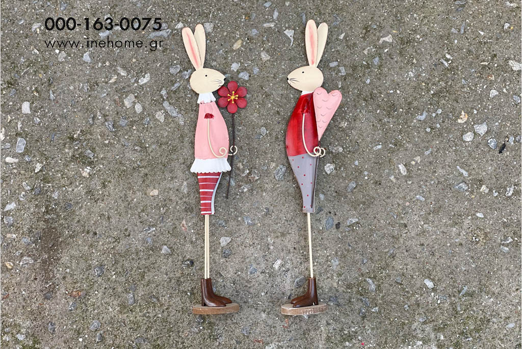 METAL RABBIT PINK-RED 7-45CM ASS2