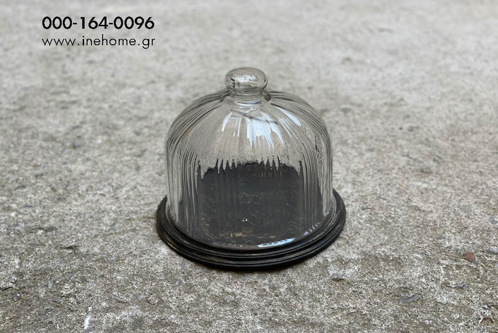 GLASS BELL WITH WOODEN TRAY 28-25CM