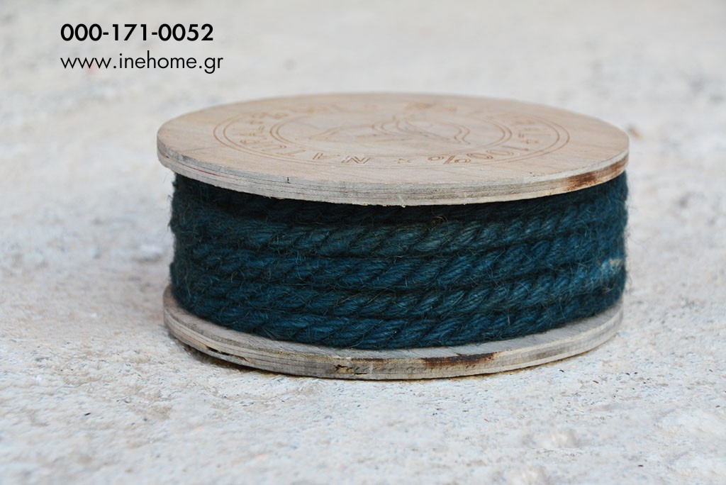 Jute rope 0.8cmx7m on spool petrol blue