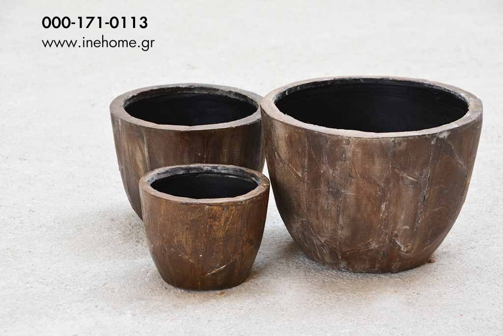 POTS ROUND WOODEN 15-19-25 CM