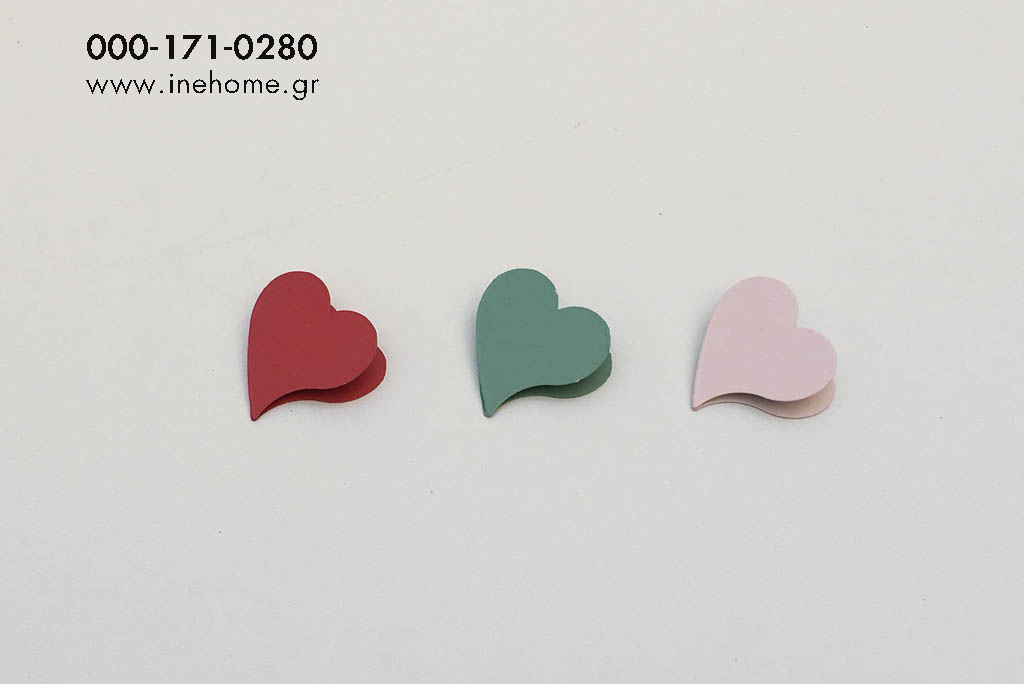 HEART 4CM SET6 ON CLIP PINK-RED-GREEN