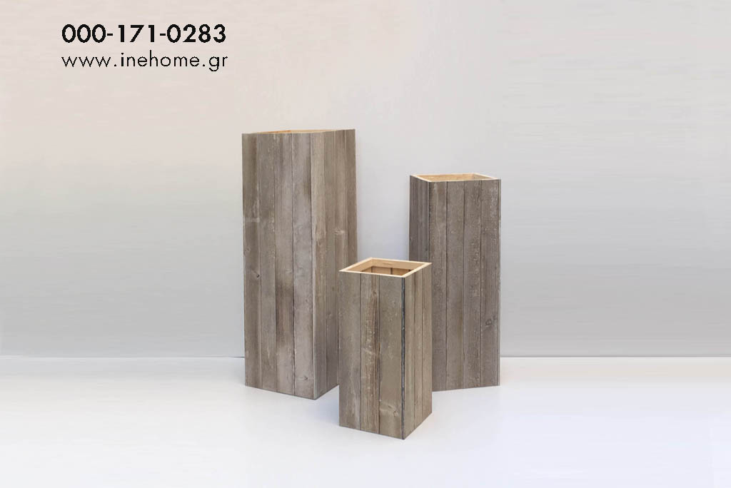 PILLAR SET3 WOODEN 28-28-60/34-34-90/38-38-112CM