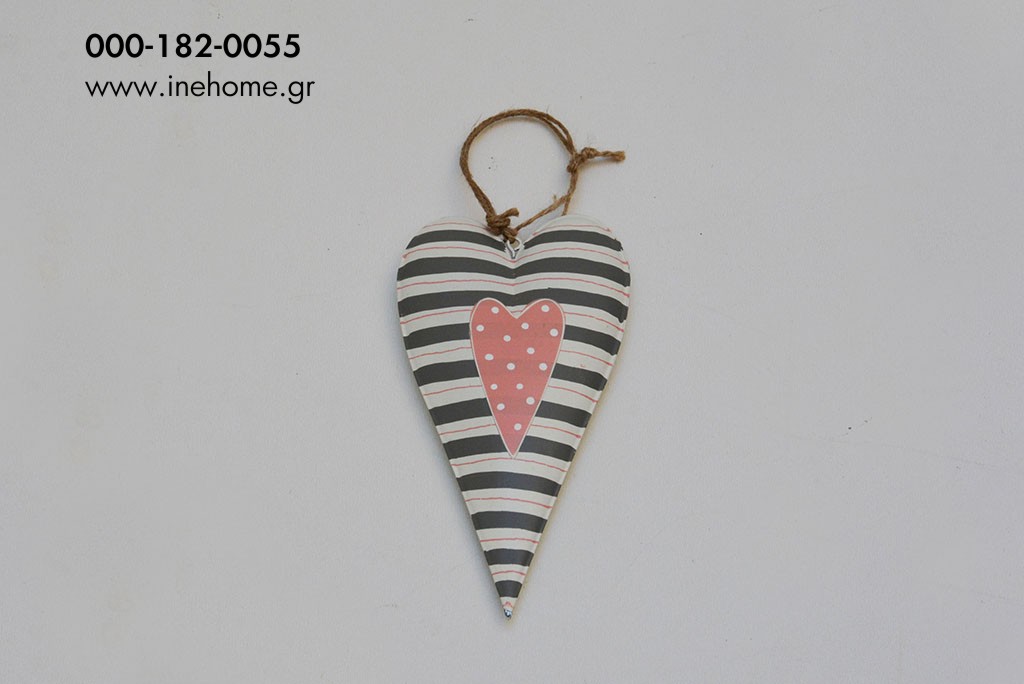 HEART METAL GREY PINK 10-19CM