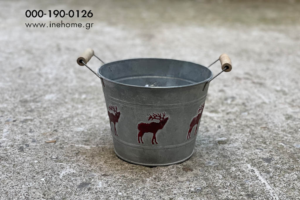 BOWL METAL 19-14CM WITH HANDLES AND DEERS