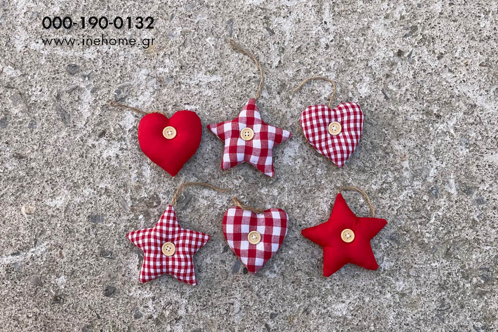 HEART STAR ASS6 TEXTILE 11CM