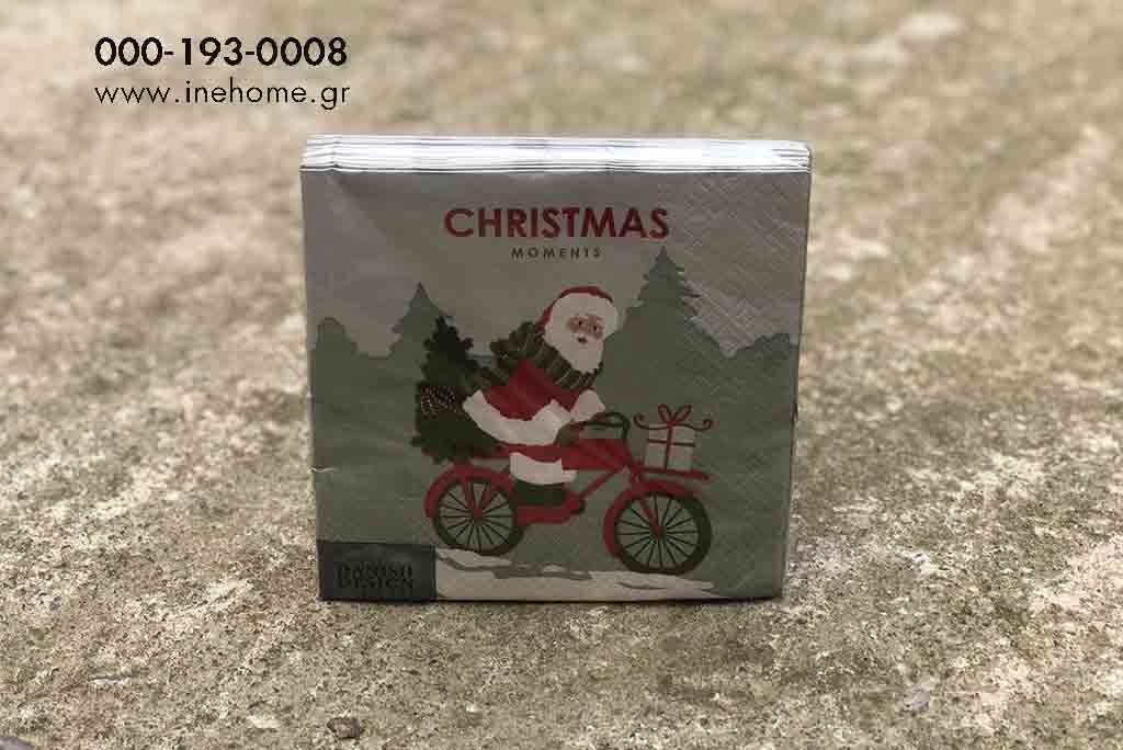 NAPKINS XMAS GREY SANTA 33-33CM