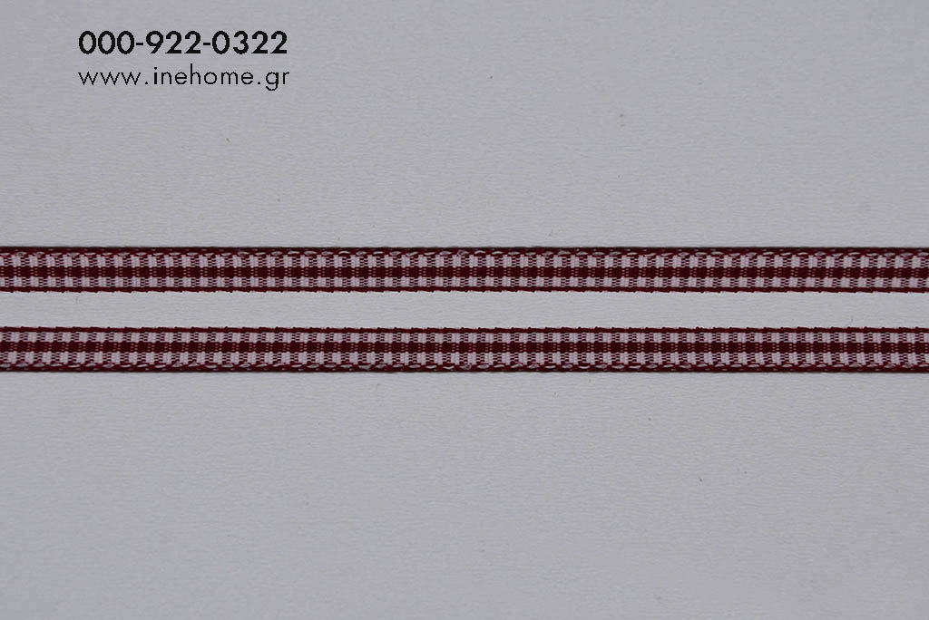 RIBBON KARO 6mm-25m WHITE-BURGUNDY