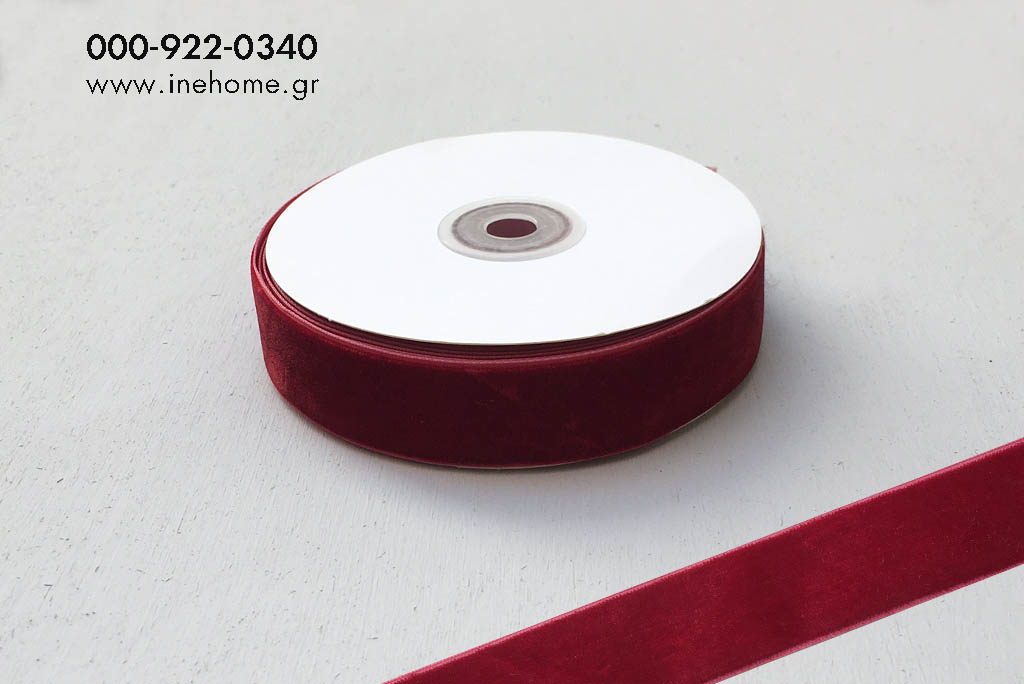 RIBBON VELVET. 10m-25mm BURGUNDY