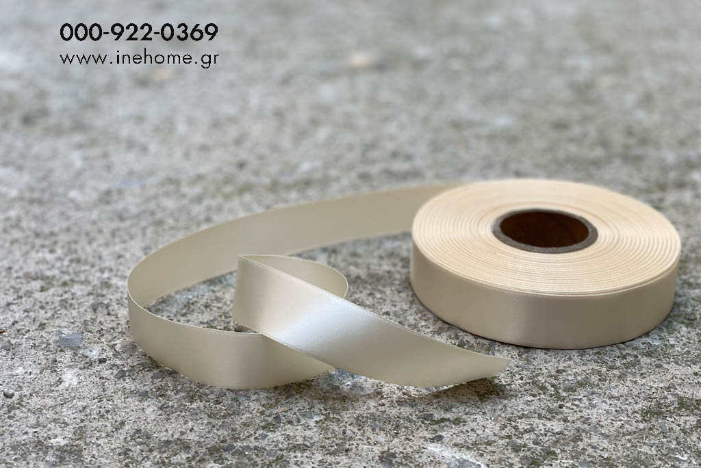 RIBBON SATIN 1FACE 25mm-100m IVORY