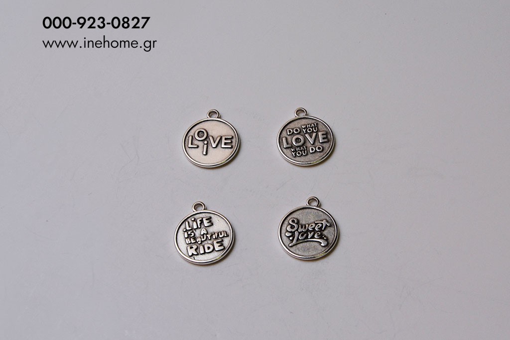 DISC METAL. LOVE 4 ASSORTED 2 CM SET10