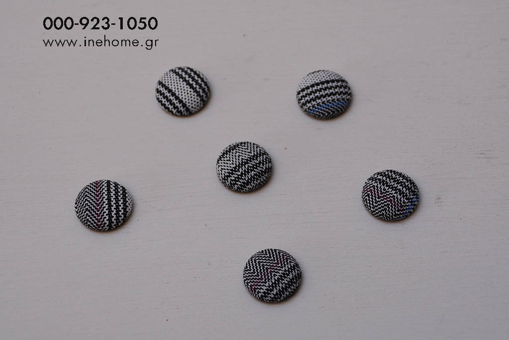 FABRIC BUTTON SET20 WHITE-BLACK 1,5CM