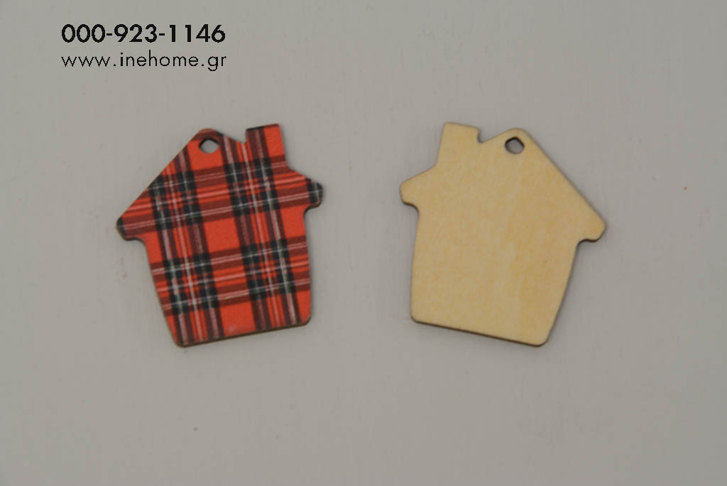 HOUSE SET10 WOODEN PAINTED RED 3CM