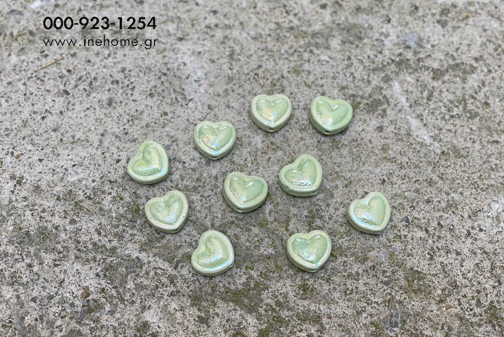 HEART CERAMIC 25-3mm  SET10 L. GREEN