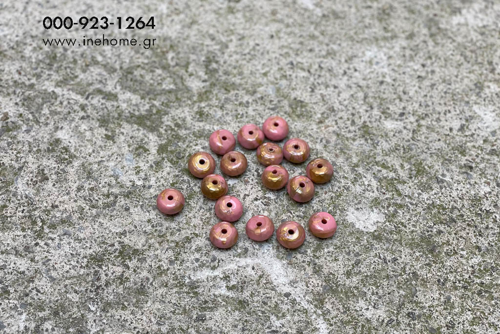 BEAD ACR. 9-16mm PINK-GOLD SET20