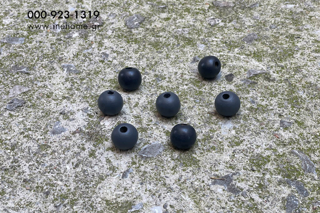 BEAD WOODEN 2CM GREY SET12