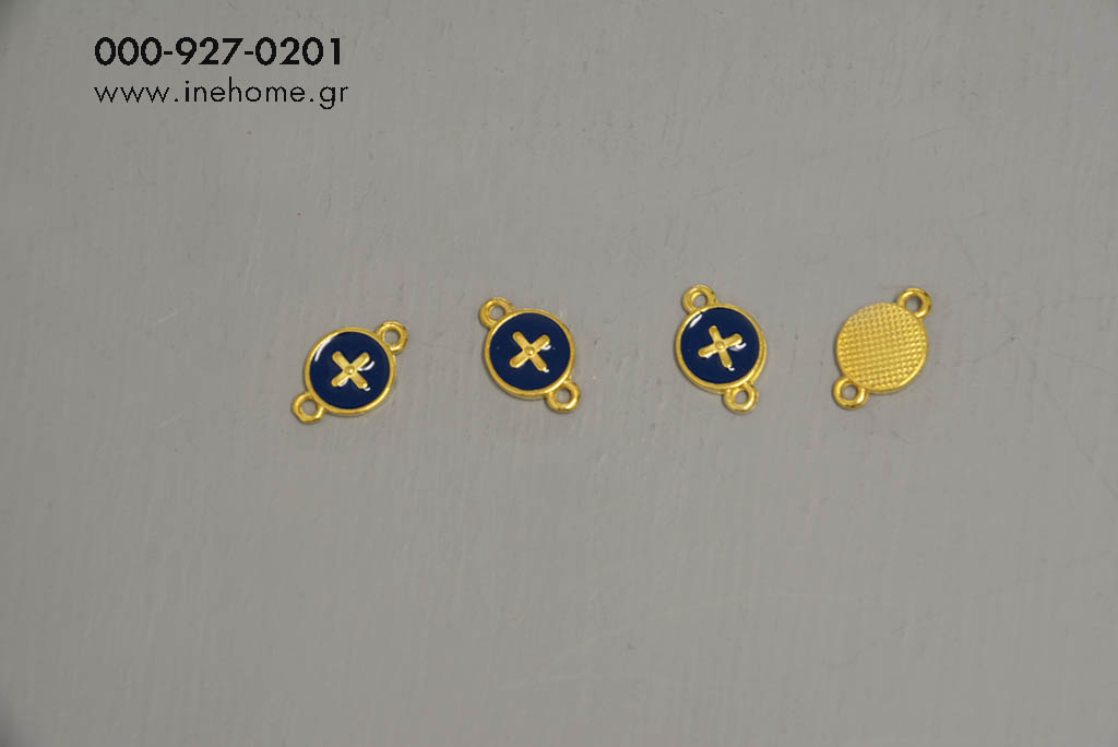 ROUND W/CROSS SET10 GOLD-BLUE 1,2CM